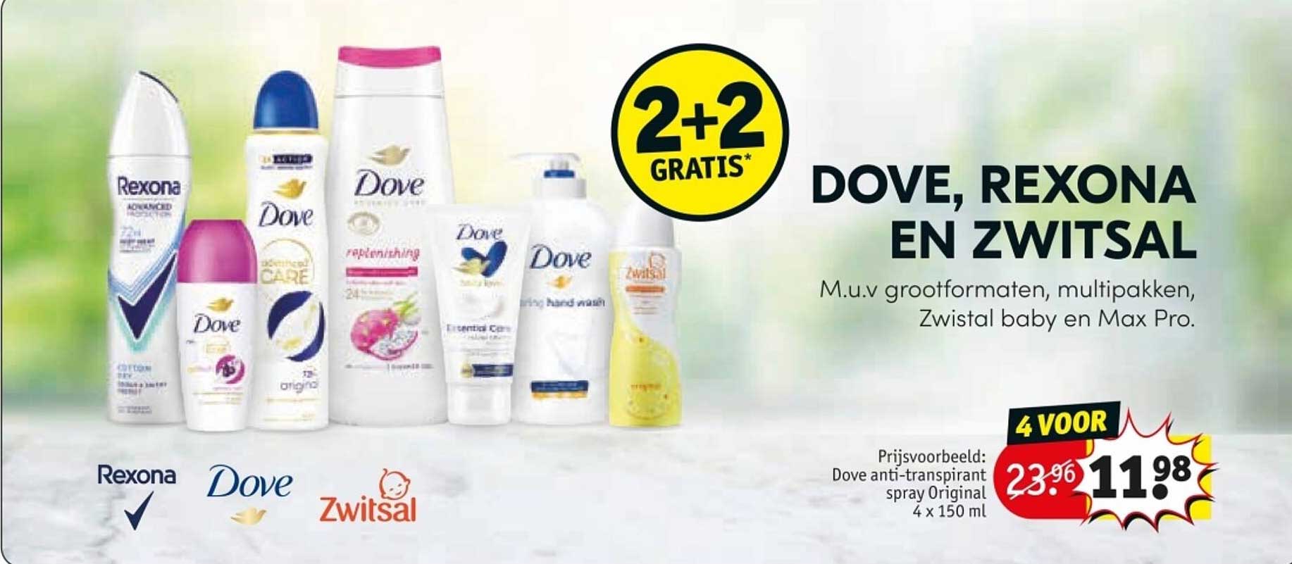 DOVE, REXONA EN ZWITSAL - 2+2 GRATIS