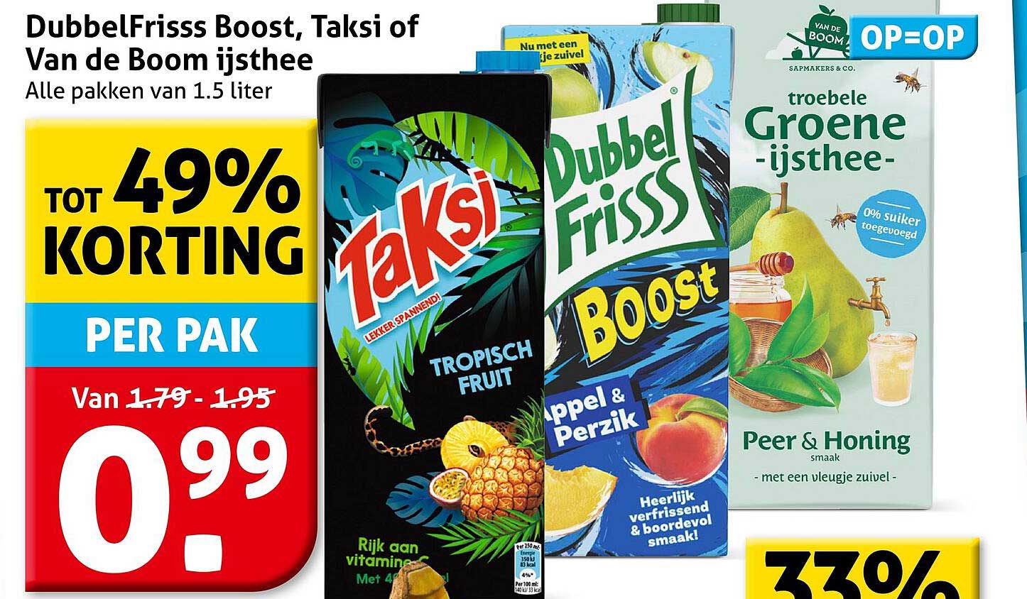 DubbelFrisss Boost, Taksi of Van de Boom ijsthee - Alle pakken van 1.5 liter