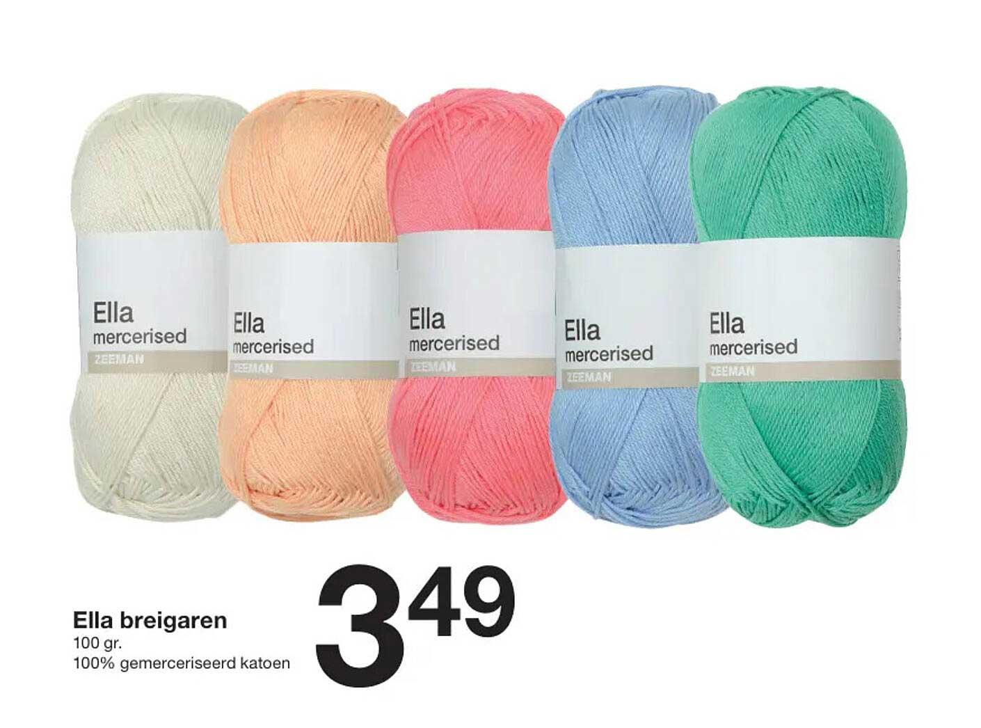 Ella breigarens 100 gr. 100% gemerceriseerd katoen