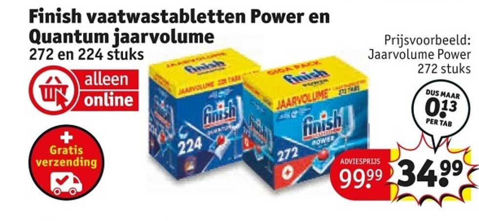 Finish vaatwastabletten Power en Quantum jaarvolume 272 en 224 stuks