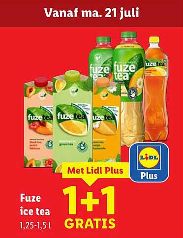 Fuze ice tea 1,25-1,5 l Met Lidl Plus 1+1 GRATIS