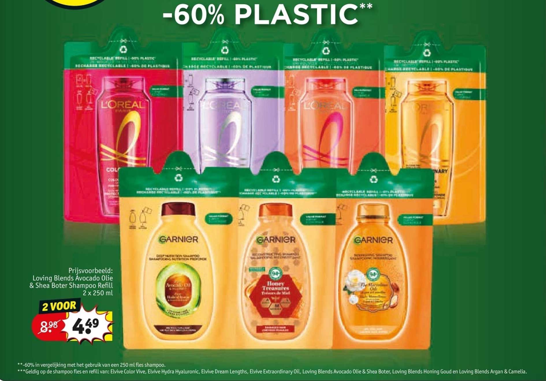 Garnier Loving Blends Avocado Olie & Shea Boter Shampoo Refill 2x250ml voor €4,49