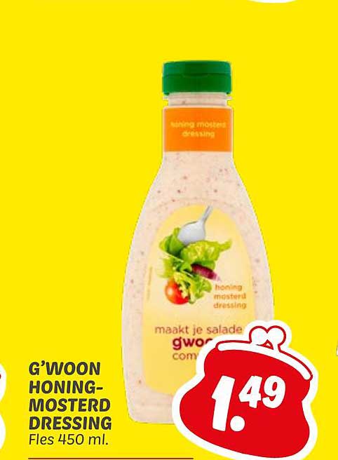 G'woon Honing-Mosterd Dressing 450 ml.