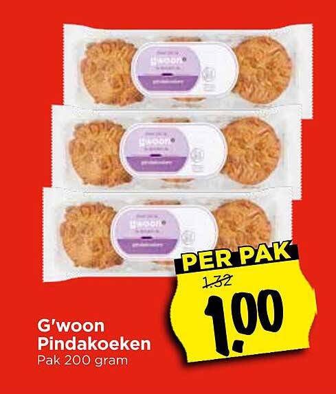 G'woon Pindakoeken Pak 200 gram