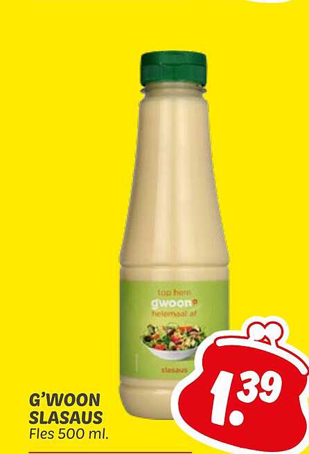 G’woon Slasaus Fles 500 ml.