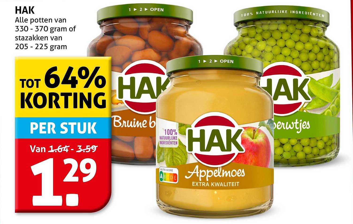 HAK - Alle potten van 330 - 370 gram of stazakken van 205 - 225 gram