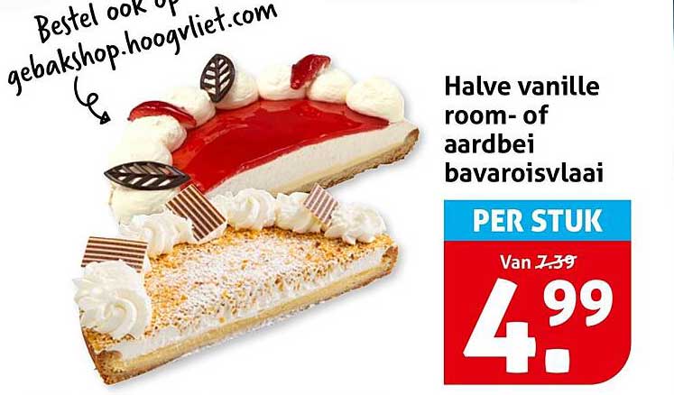 Halve vanille room- of aardbei bavaroisvlaai