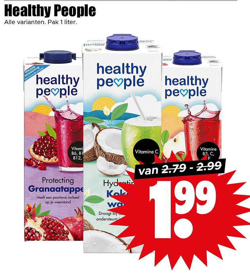 Healthy People - Alle varianten. Pak 1 liter.