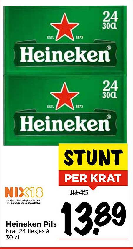 Heineken Pils Krat 24 flesjes à 30 cl