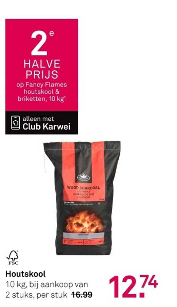 Houtskool 10 kg, bij aankoop van 2 stuks, per stuk