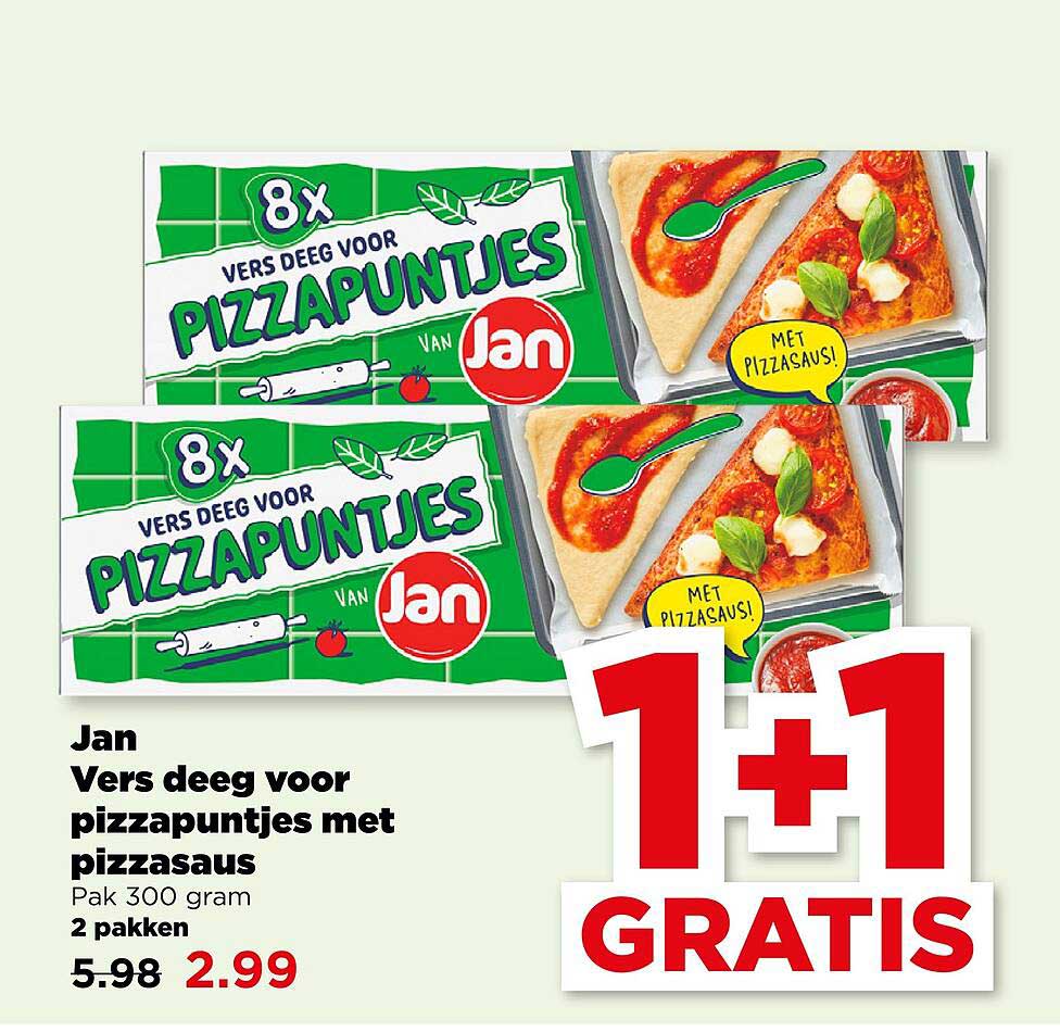 Jan Vers deeg voor pizzapuntjes met pizzasaus