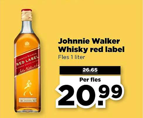 Johnnie Walker Whisky red label Fles 1 liter