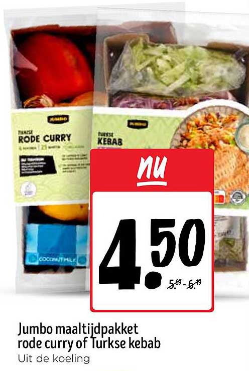 Jumbo maaltijdpakket rode curry of Turkse kebab