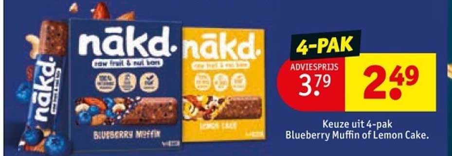 Keuze uit 4-pak Blueberry Muffin of Lemon Cake