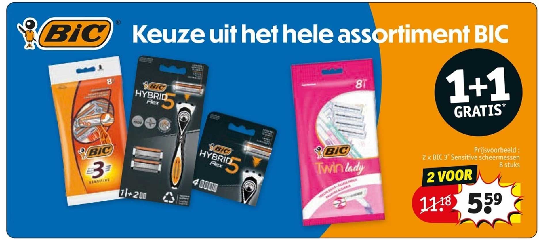 Keuze uit het hele assortiment BIC 1+1 GRATIS*