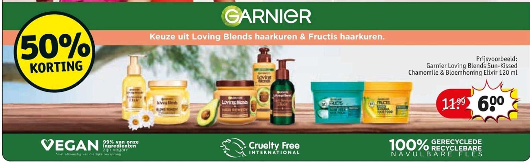 Keuze uit Loving Blends haarkuren & Fructis haarkuren.