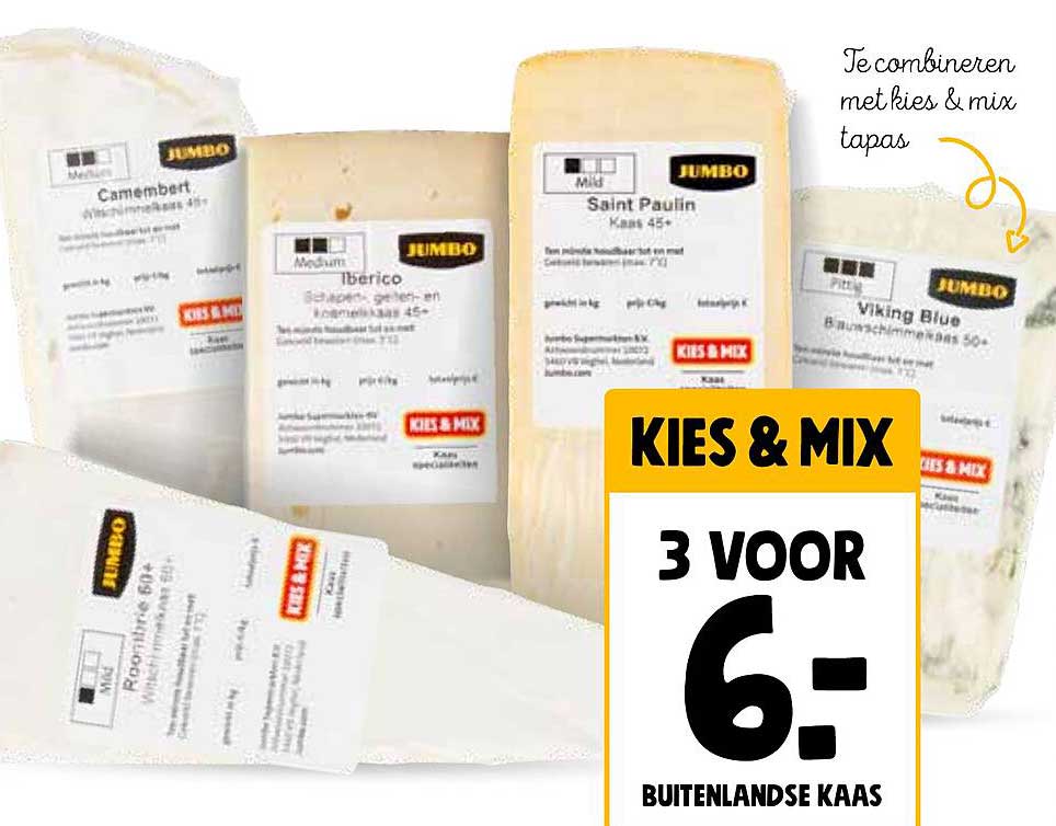 KIES & MIX 3 VOOR 6:- BUITENLANDSE KAAS