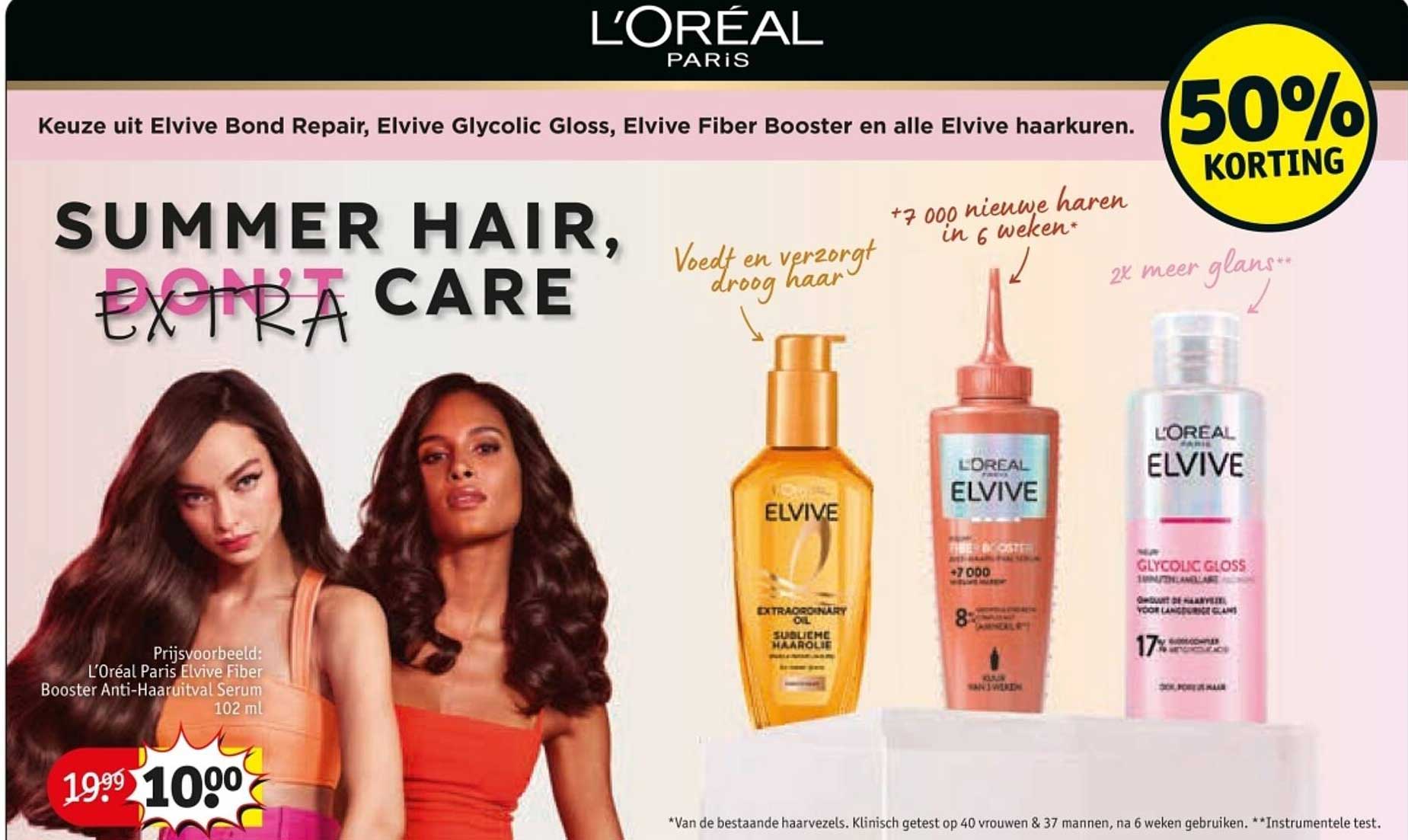 Kies uit Elvive Bond Repair, Elvive Glycolic Gloss, Elvive Fiber Booster en alle Elvive haarcuren