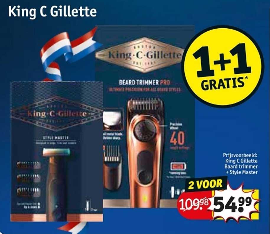 King C Gillette Baard trimmer + Style Master 1+1 GRATIS