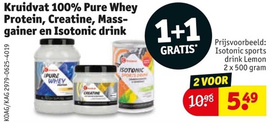 Kruidvat 100% Pure Whey Protein, Creatine, Mass-gainer en Isotonic drink