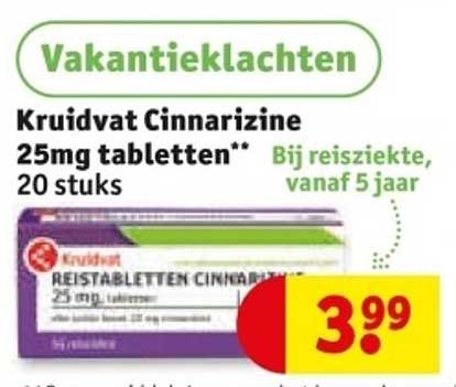 Kruidvat Cinnarizine 25mg tabletten** 20 stuks
