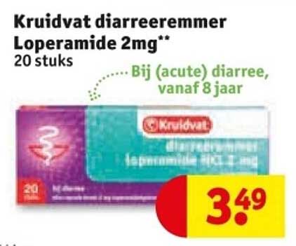 Kruidvat diarreemmer Loperamide 2mg** 20 stuks