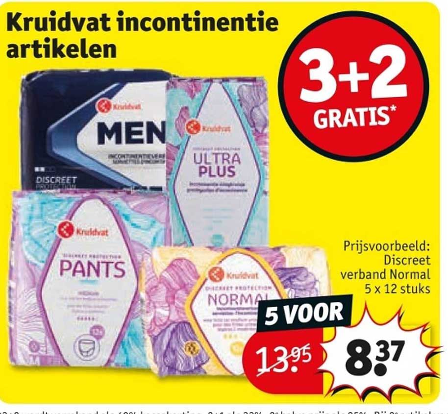 Kruidvat incontinentie artikelen 3+2 GRATIS