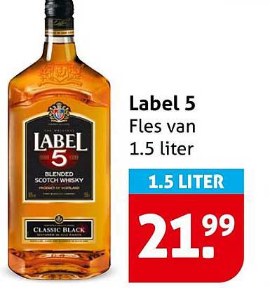 Label 5 Fles van 1.5 liter