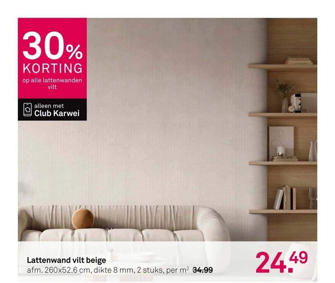 Lattenwand vilt beige