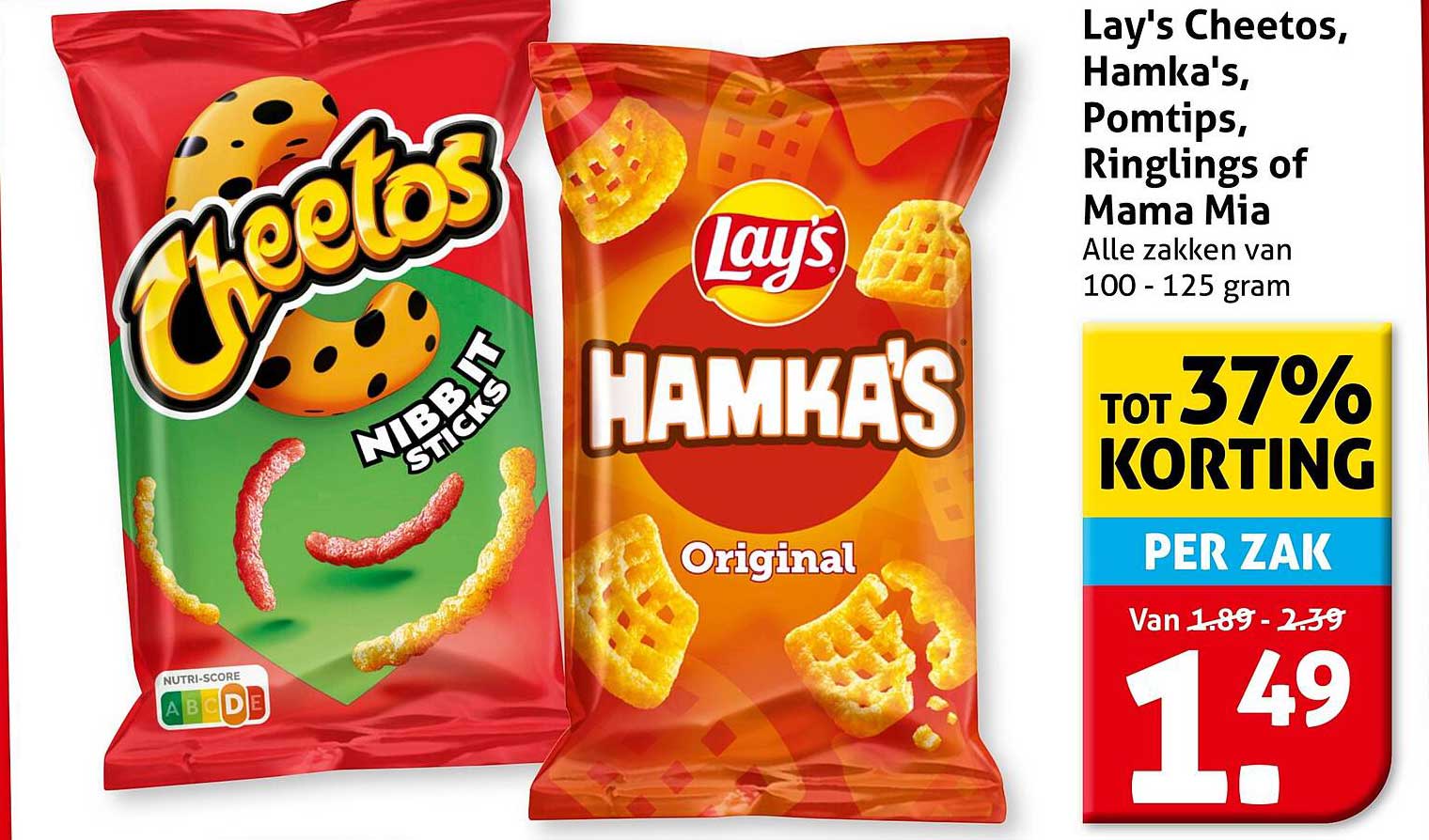 Lay's Cheetos, Hamka's, Pomtips, Ringlings of Mama Mia