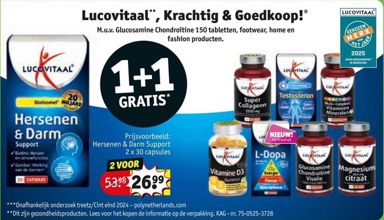 Lucovitaal Hersen en Darm Support 2x30 capsules