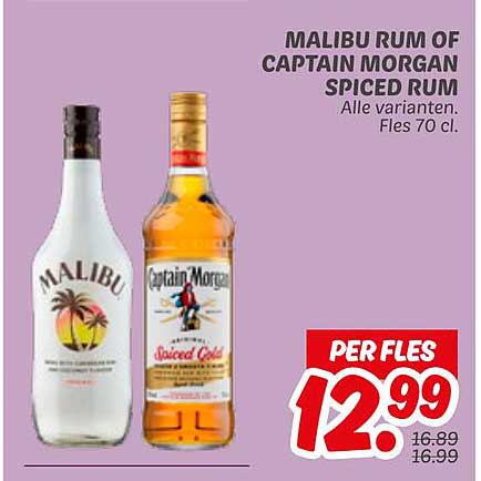 MALIBU RUM OF CAPTAIN MORGAN SPICED RUM