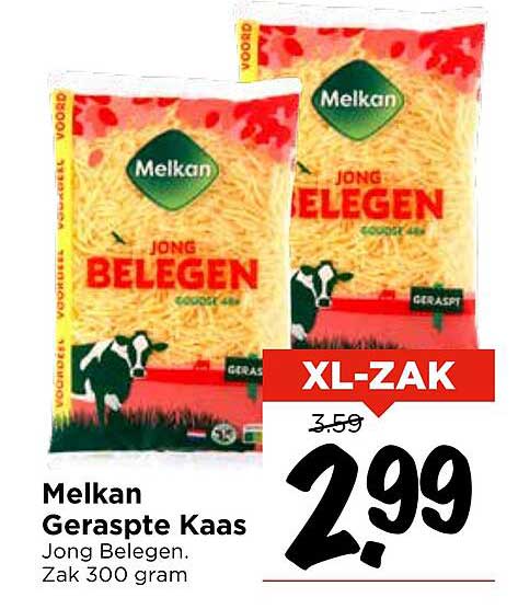 Melkan Geraspte Kaas Jong Belegen 300 gram