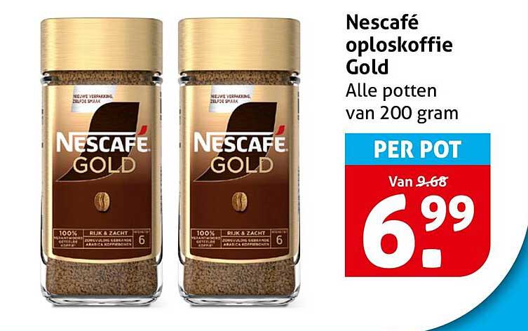 Nescafé oploskoffie Gold, Alle potten van 200 gram