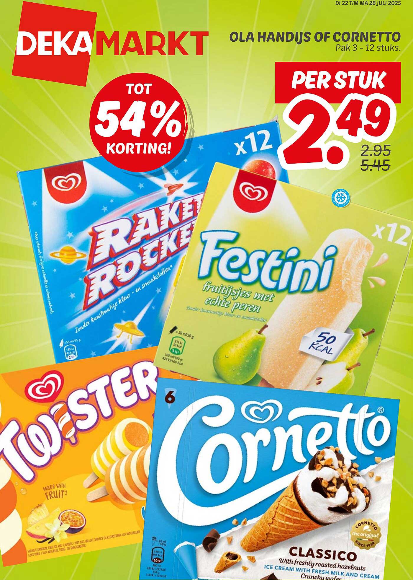 Ola handijs of Cornetto, pak 3 - 12 stuks.