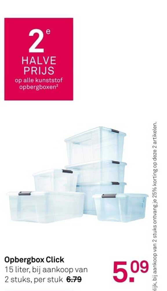 Opbergbox Click 15 liter, bij aankoop van 2 stuks, per stuk