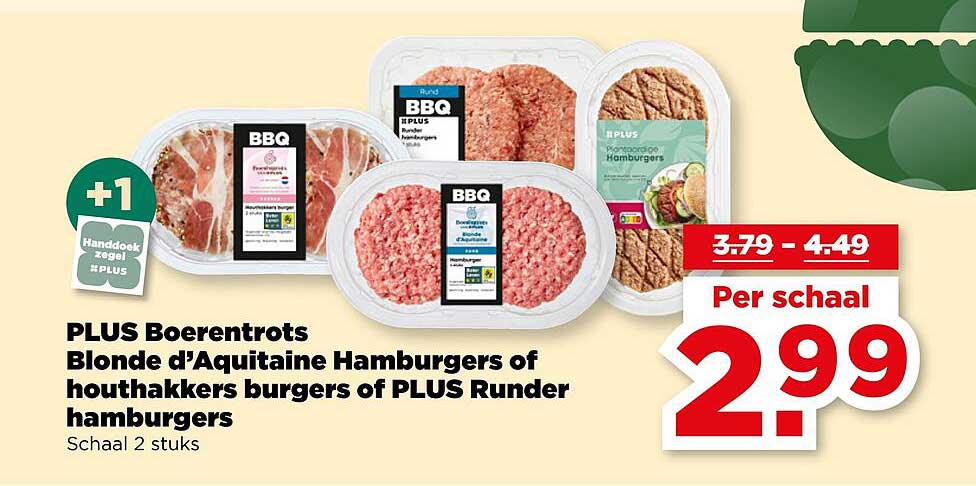 PLUS Boerentronst Blonde d'Aquitaine Hamburgers of houthakkers burgers of PLUS Runder hamburgers