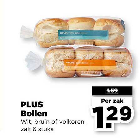 PLUS Bollen Wit, bruin of volkoren, zak 6 stuks