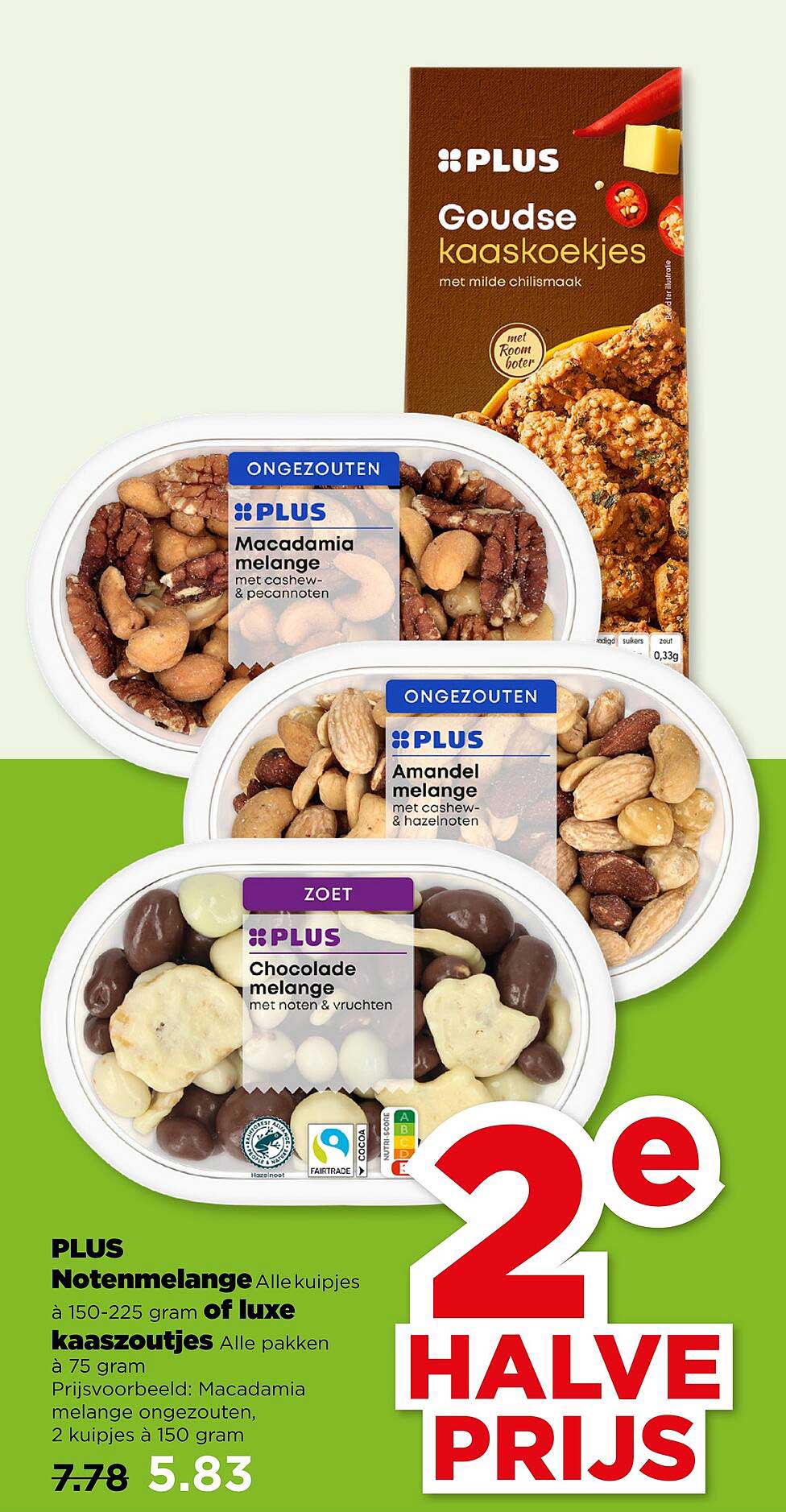 PLUS Notenmelange Alle kuipjes à 150-225 gram of luxe kaaszouwtjes Alle pakken à 75 gram