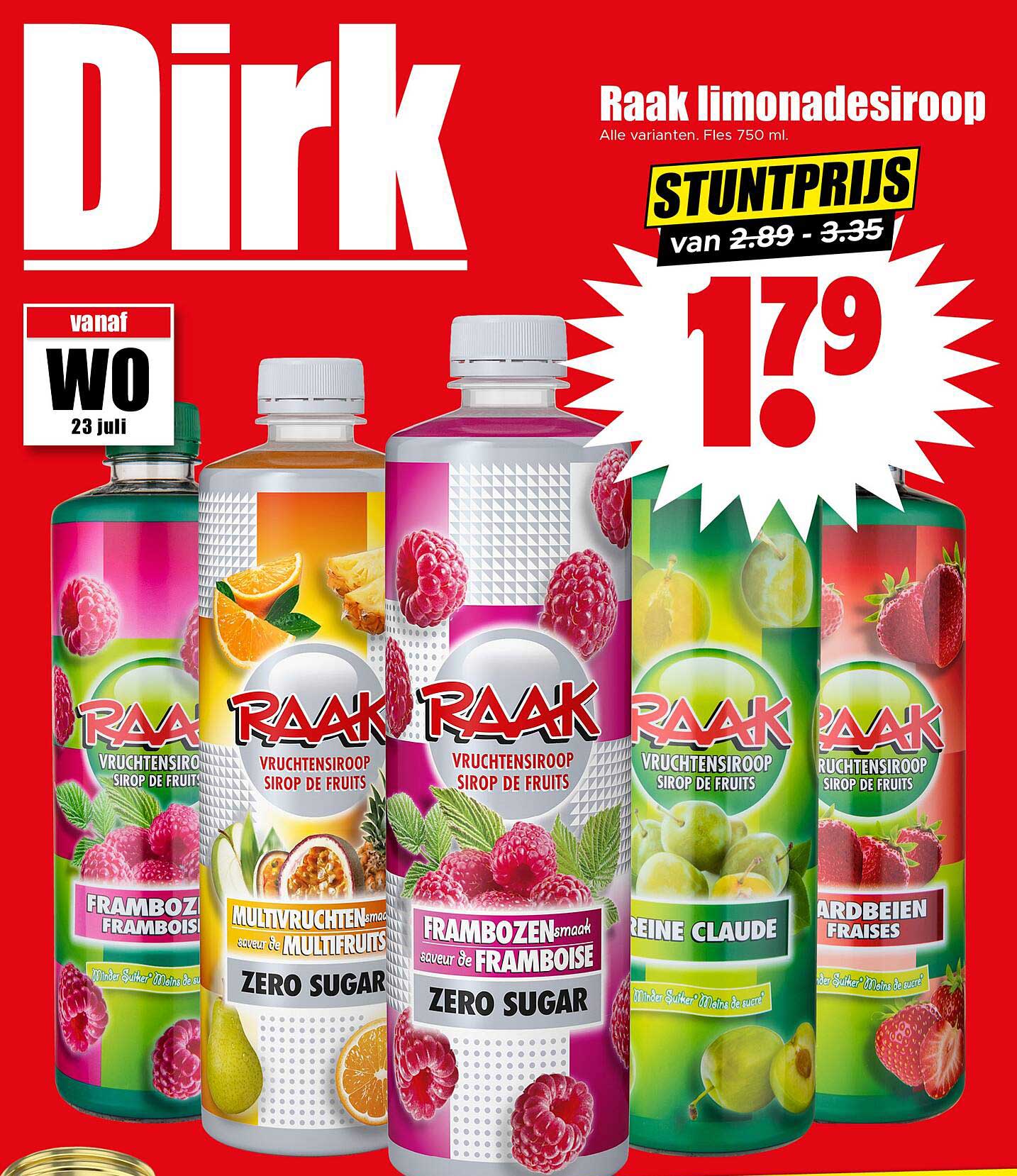 Raak limonadesiroop alle varianten, fles 750 ml