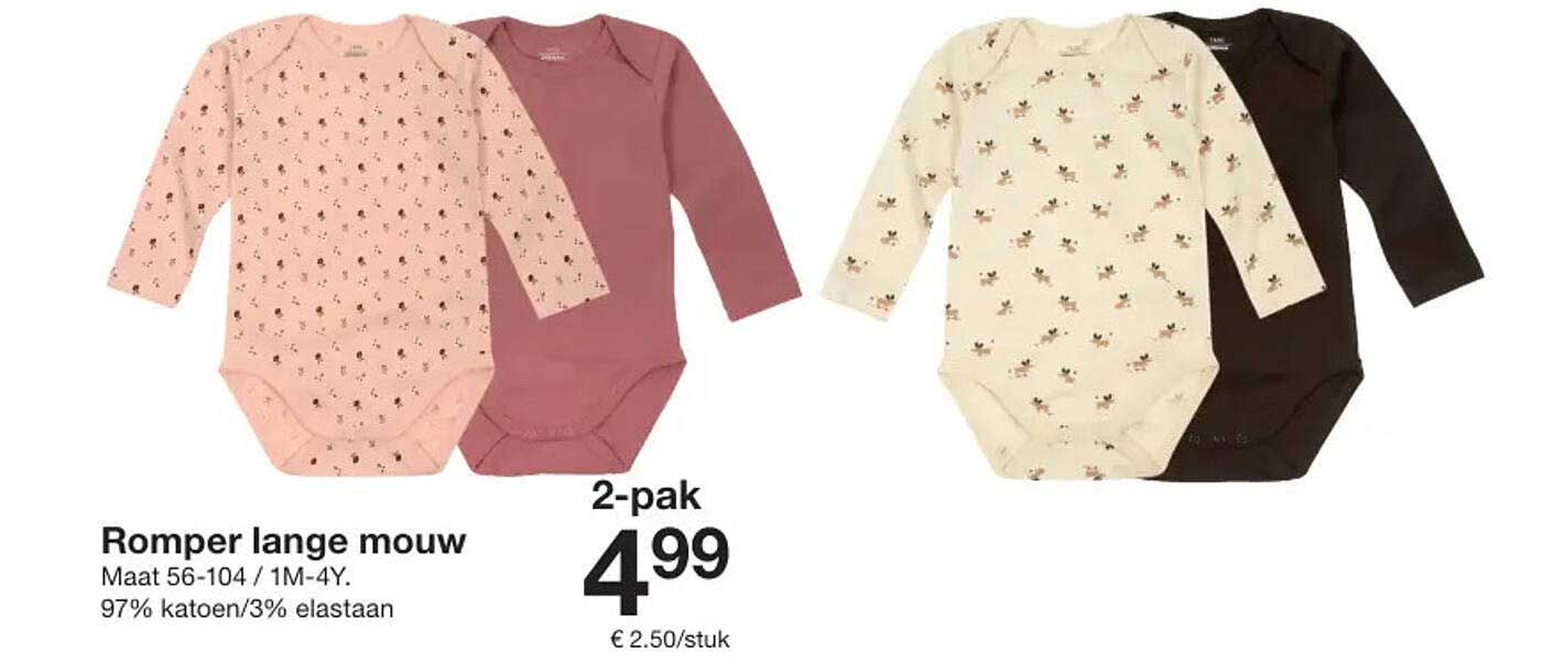 Romper lange mouw 2-pak