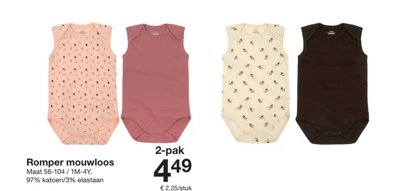 Romper mouwloos 2-pak