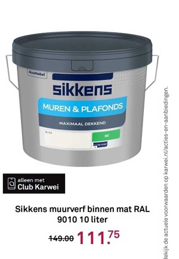 Sikkens muurverf binnen mat RAL 9010 10 liter
