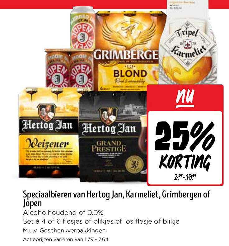 Speciaalbieren van Hertog Jan, Karmeliet, Grimbergen of Jopen