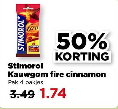 Stimorol Kauwgom fire cinnamon Pak 4 pakjes
