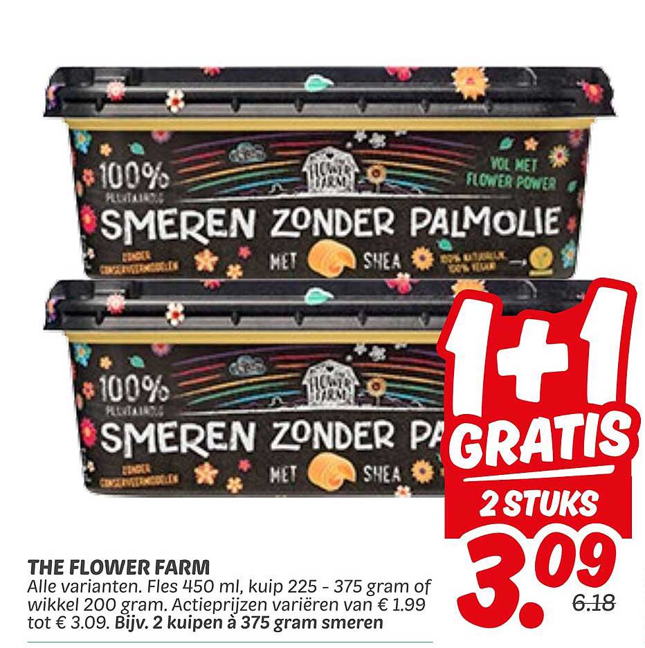 THE FLOWER FARM Smeringen zonder Palmolie - 1+1 Gratis
