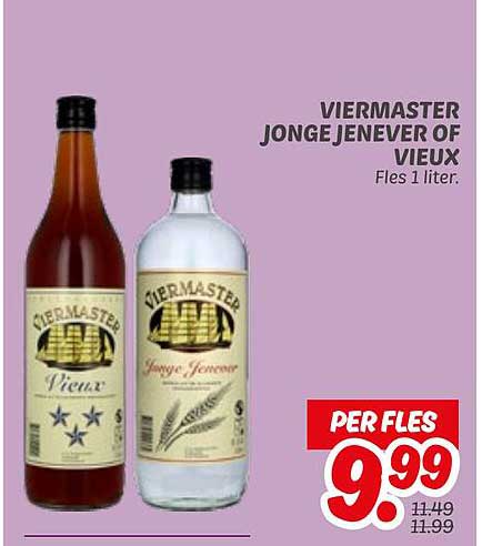 VIERMASSTER JONGE JENEVER OF VIEUX FLES 1 LITER