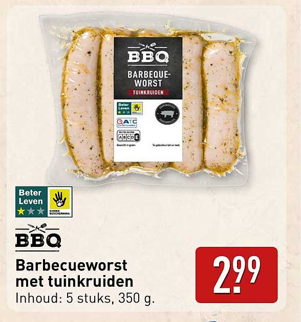 Barbecueworst met tuinkruiden