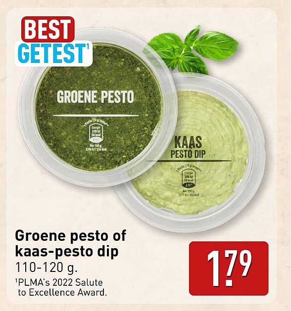Groene pesto of kaas-pesto dip 110-120 g.