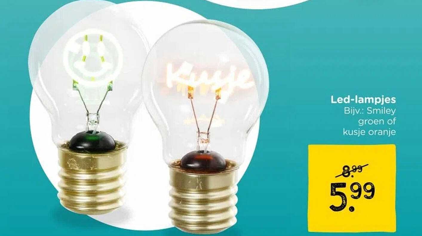 Led-lampjes Bijv.: Smiley groen of kusje oranje